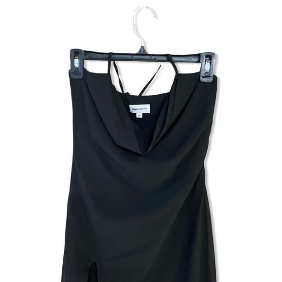 Superdown nicola sheer maxi dress black halter tie high slit Revolve XS - Picture 6 of 8